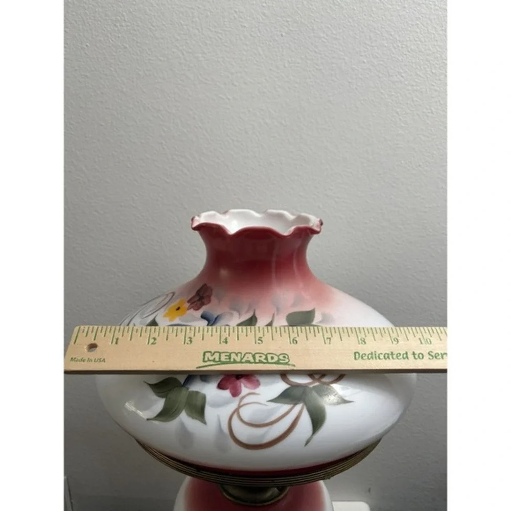 Vintage GWTW  Hurricane Lamp‎ Large Beautiful Floral Painted